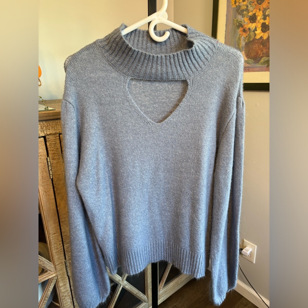 MORAL FIBER CUT OUT BLUE SWEATER